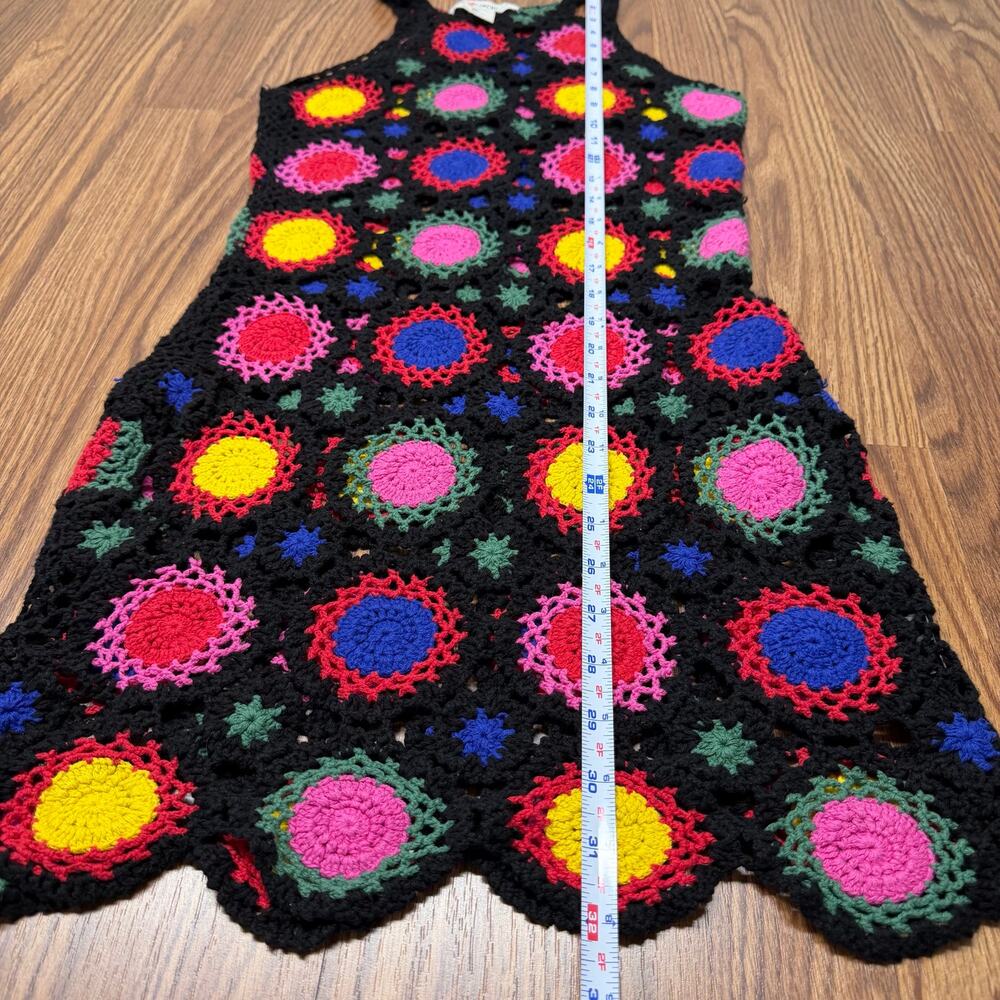 H&M x Coachella Crochet Patchwork Mini Dress 4 Festival Boho Hippie Retro Indie - Picture 4 of 6